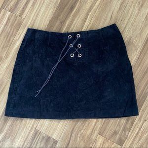 Vintage Compagnie Internationale Express Black Velvet Lace Up Skirt